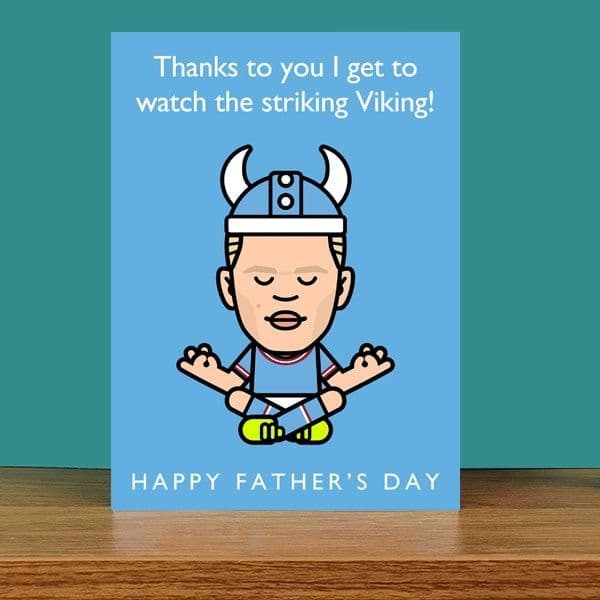 Erling Haaland Striking Viking Manchester City Father's Day Card