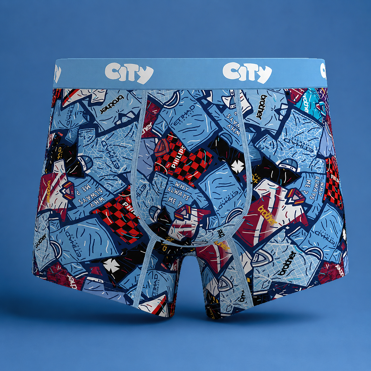 Manchester City themed boxer shorts