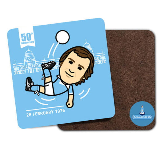 1976 League Cup 50th Year Anniversary Coaster Manchester City Dennis Tueart Overhead Kick Goal