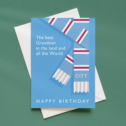 Best Grandson in the land Manchester City birthday card