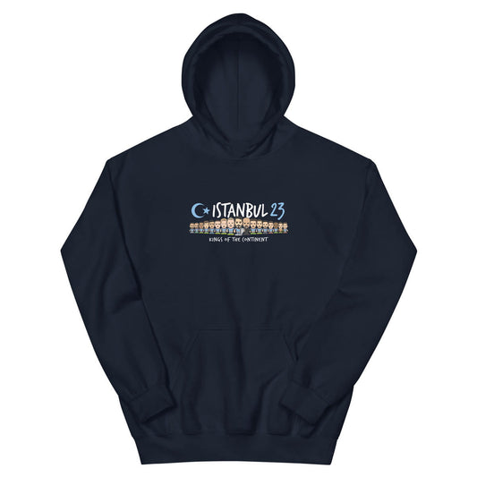 An exclusive navy hoodie celebrating Manchester City's win in Istanbul in 2023. Perfect jumper for Manchester City fans
