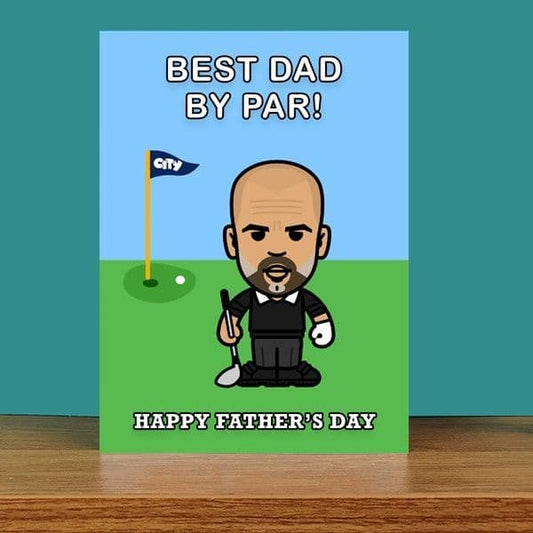Best Dad Golf Father's Day Card With Pep Guardiola, perfect for a Manchester City fan