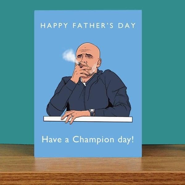 Champion Day Pep Guardiola Manchester City Father's Day Card